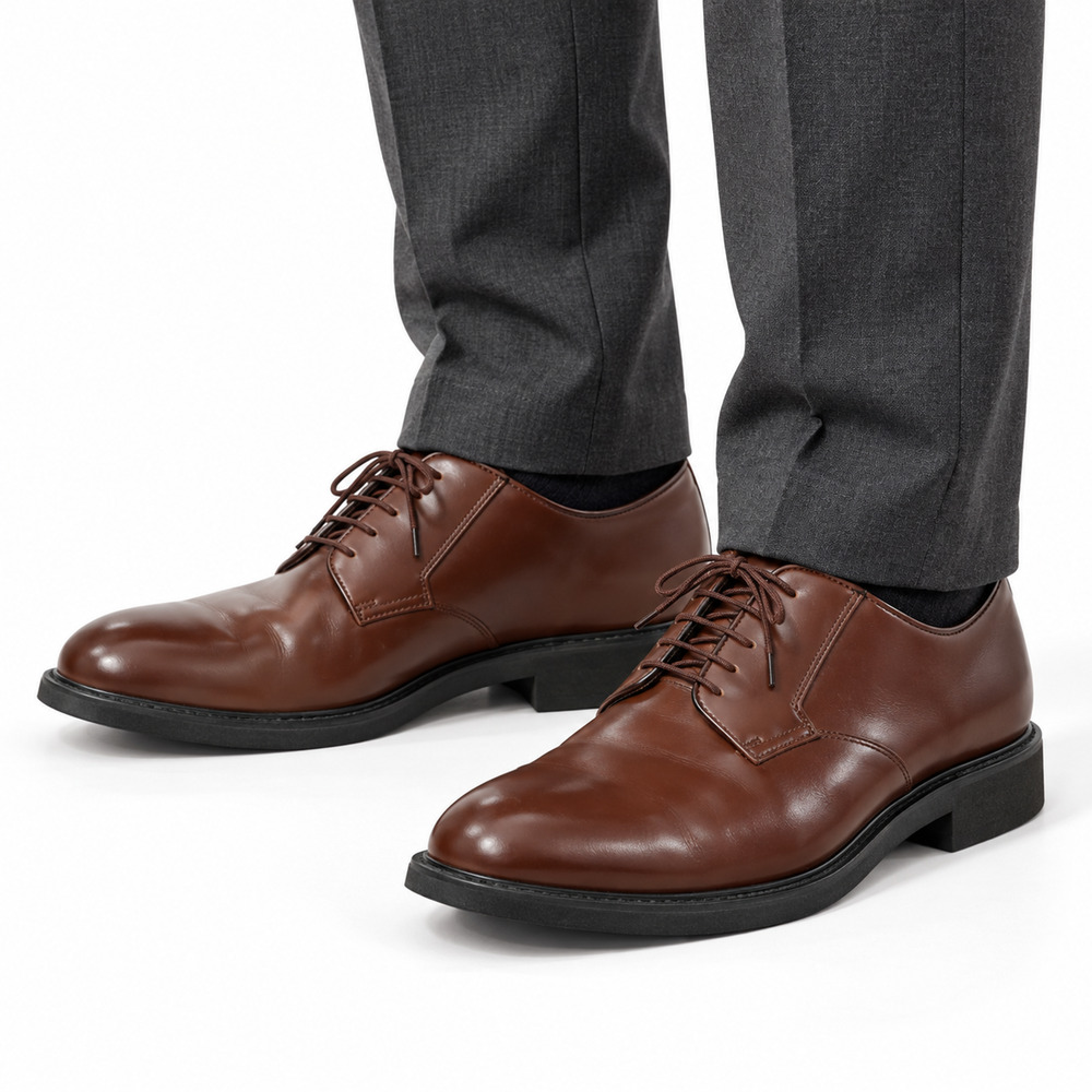 Bates Lites Brown Leather Oxford Uniform Shoes Mens 10 D